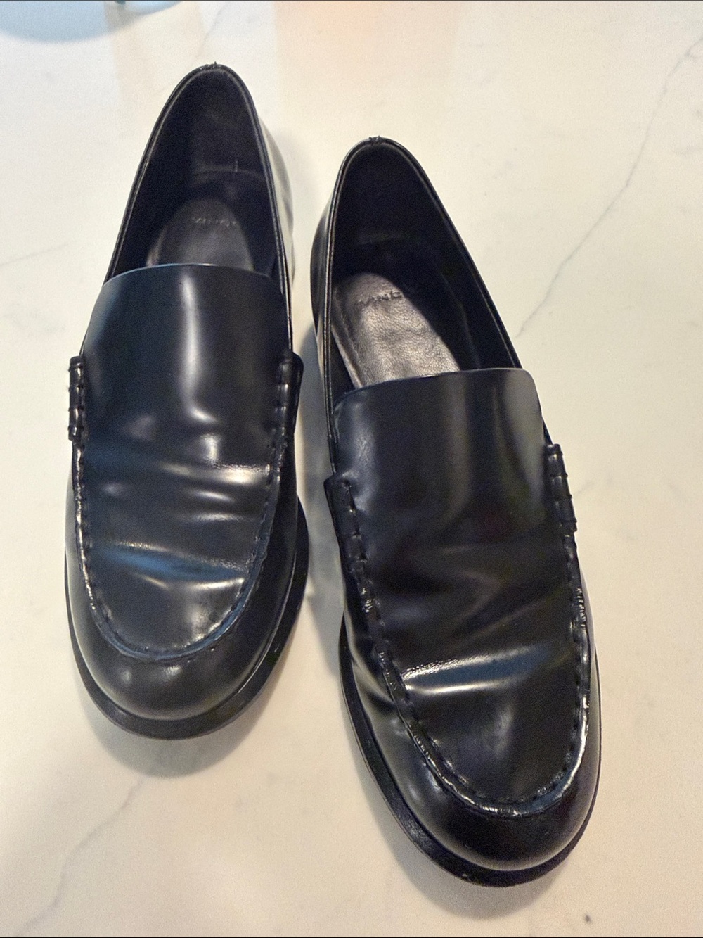 Vince, Classic Black Leather Slip-On Women’s Loafers